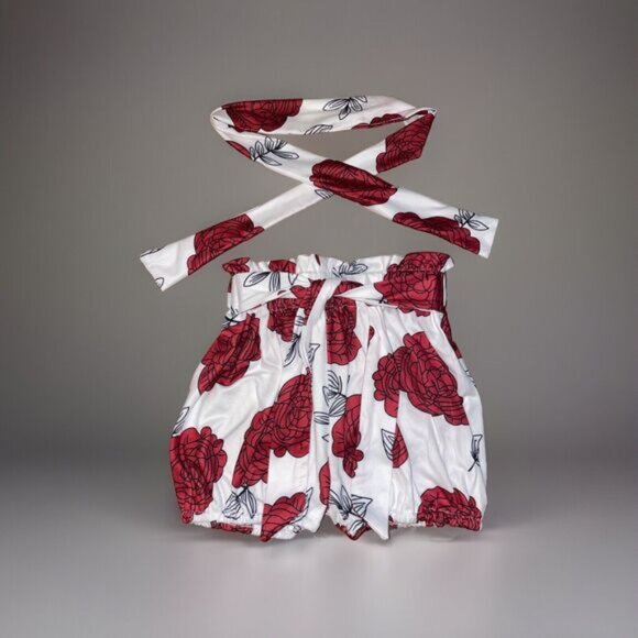 Unbranded Baby Girl White Bloomers And Headband Red Flowers Size 3-6 Months - Picture 1 of 6